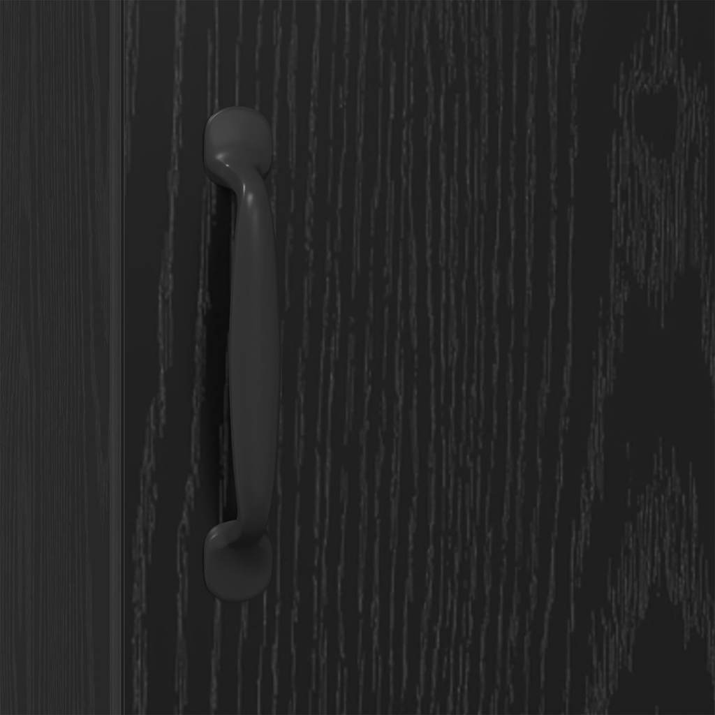 Dressoir Zwart Eiken 34,5 x 34 x 90 cm Bewerkt hout is nu te koop bij PeponiXL, paradijselijk wonen!