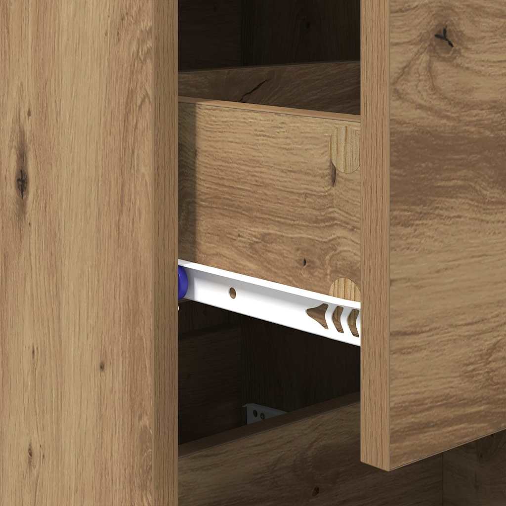 Dressoir artisanaal eikenkleurig 34 x 34.5 x 90 cm Bewerkt hout is nu te koop bij PeponiXL, paradijselijk wonen!