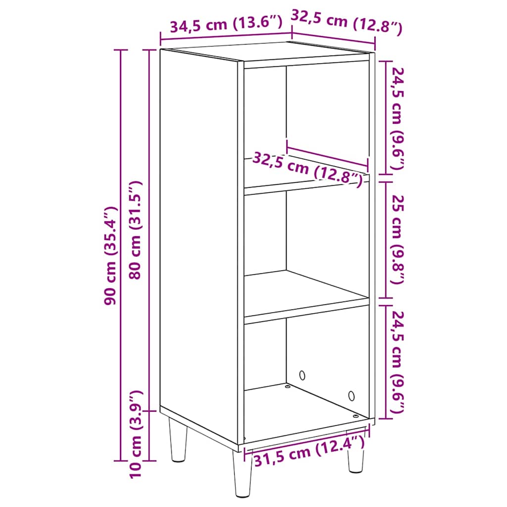 Dressoir Oudhout 34,5 x 32,5 x 90 cm Bewerkt hout is nu te koop bij PeponiXL, paradijselijk wonen!