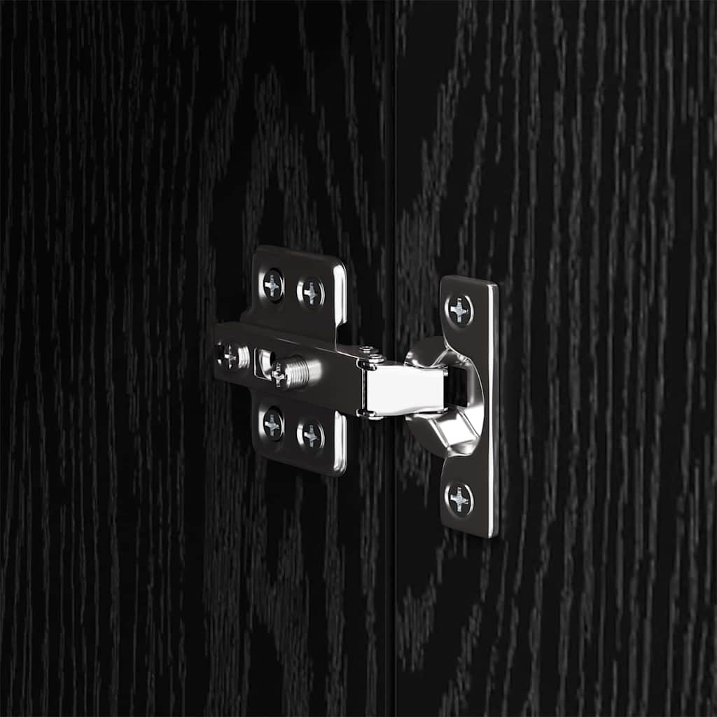 Dressoir Zwart Eiken 34.5 x 32.5 x 90 cm Bewerkt hout is nu te koop bij PeponiXL, paradijselijk wonen!