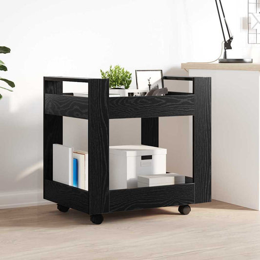 Bureau Trolley Zwart Eiken 60 x 45 x 60 cm Bewerkt hout is nu te koop bij PeponiXL, paradijselijk wonen!