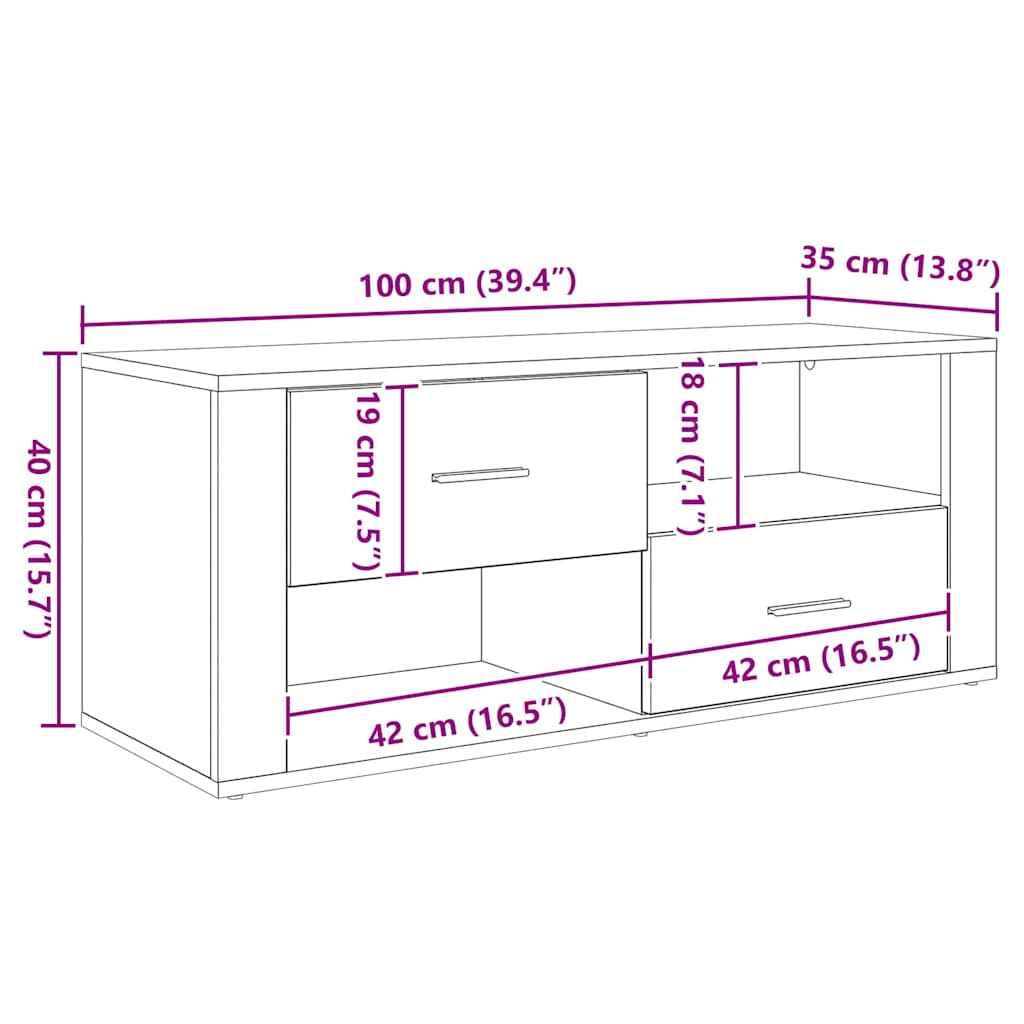 TV-kast met lade Artisan Eiken 100 x 35 x 40 cm Bewerkt hout is nu te koop bij PeponiXL, paradijselijk wonen!