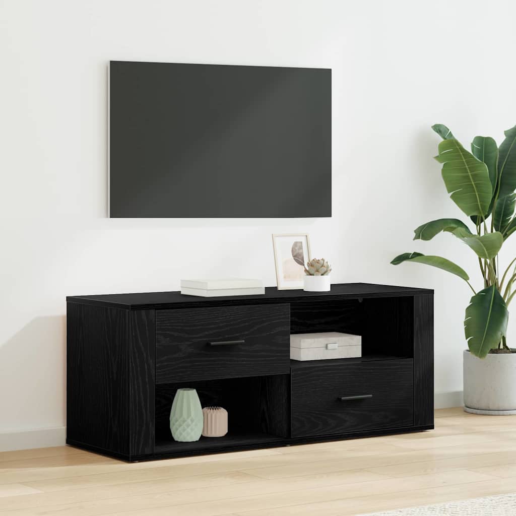 TV-kast met lade Zwart Eiken 100 x 35 x 40 cm Bewerkt hout is nu te koop bij PeponiXL, paradijselijk wonen!