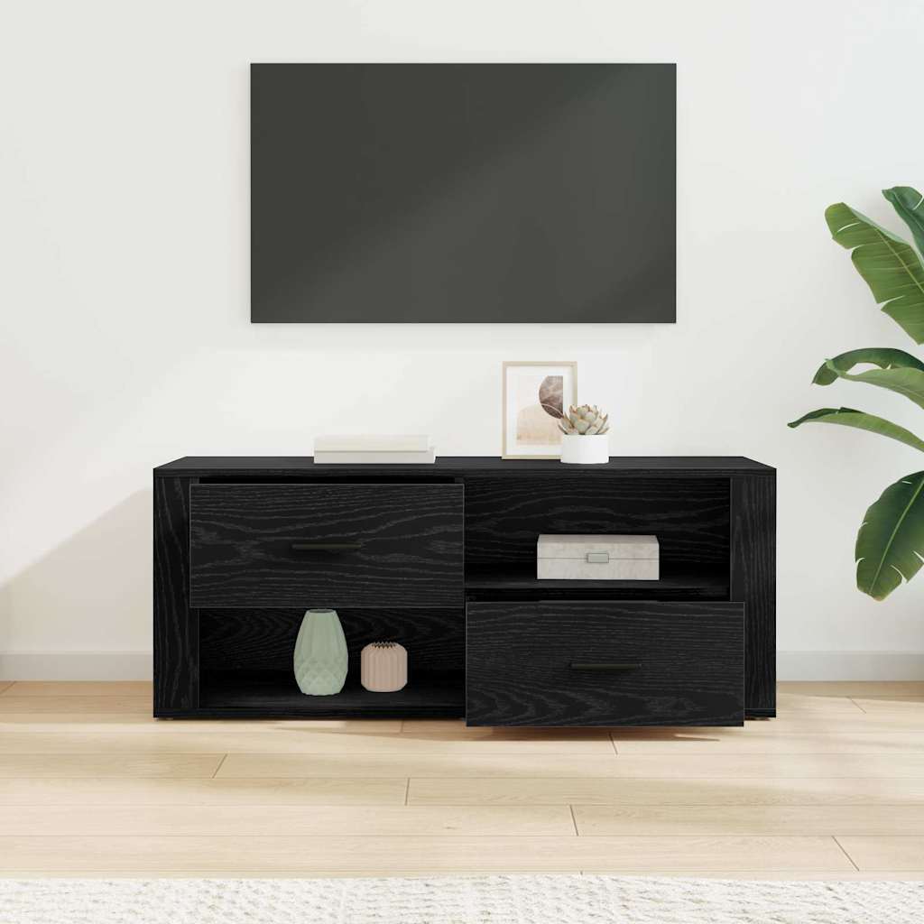 TV-kast met lade Zwart Eiken 100 x 35 x 40 cm Bewerkt hout is nu te koop bij PeponiXL, paradijselijk wonen!