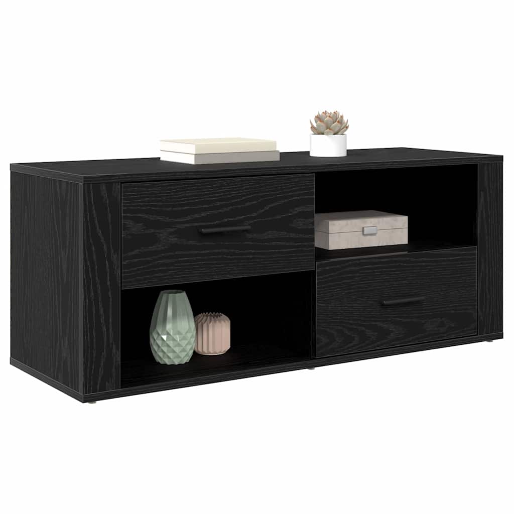 TV-kast met lade Zwart Eiken 100 x 35 x 40 cm Bewerkt hout is nu te koop bij PeponiXL, paradijselijk wonen!