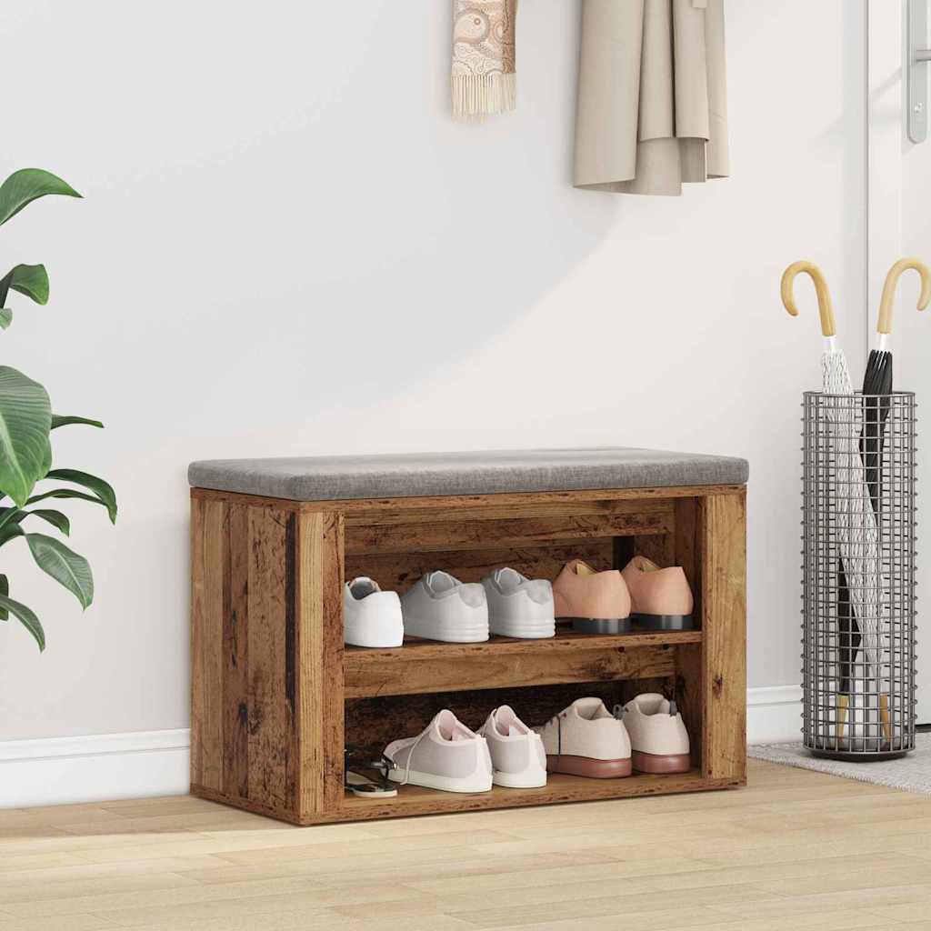 Schoenenrek met plank Oud hout 75 x 35 x 45 cm Bewerkt hout is nu te koop bij PeponiXL, paradijselijk wonen!