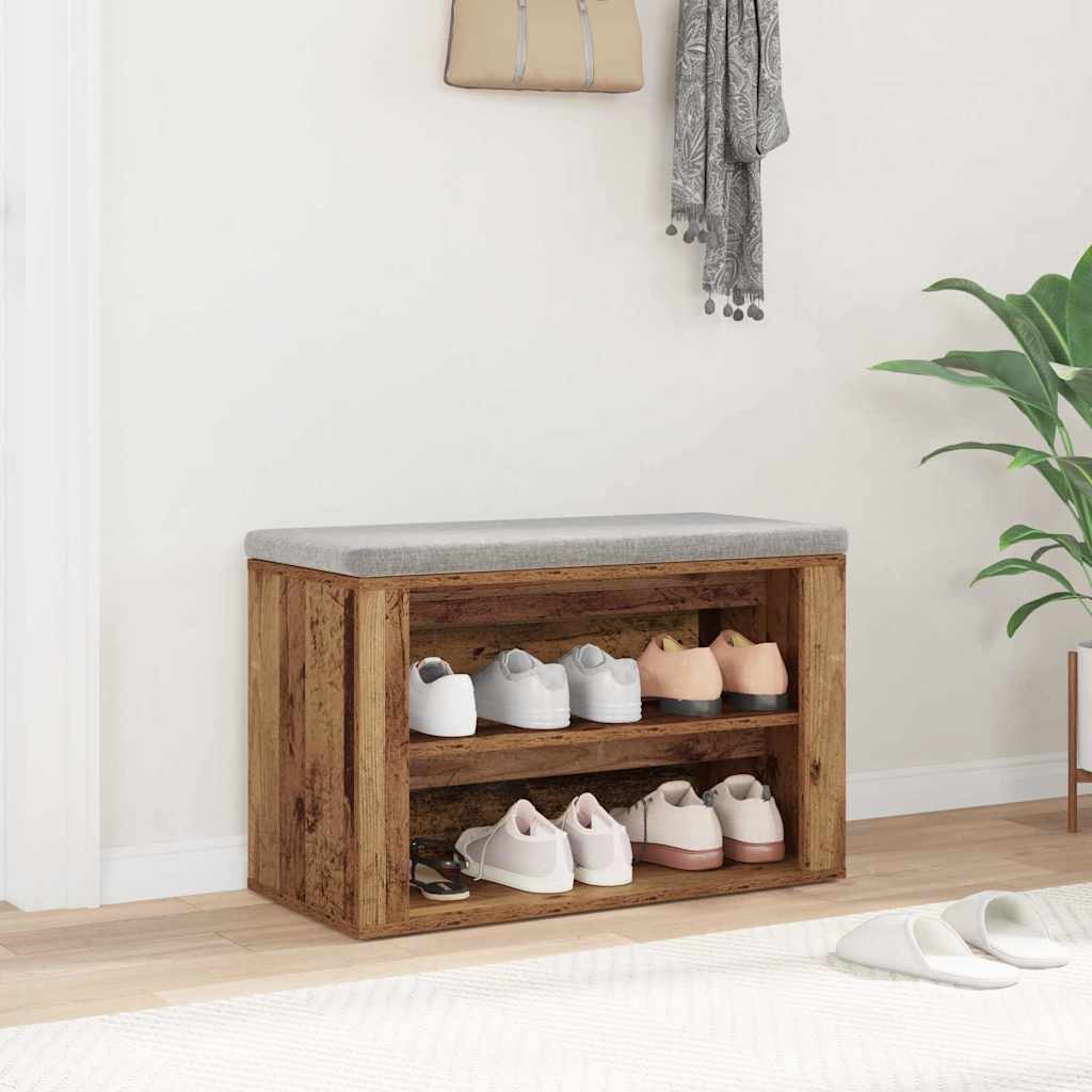 Schoenenrek met plank Oud hout 75 x 35 x 45 cm Bewerkt hout is nu te koop bij PeponiXL, paradijselijk wonen!