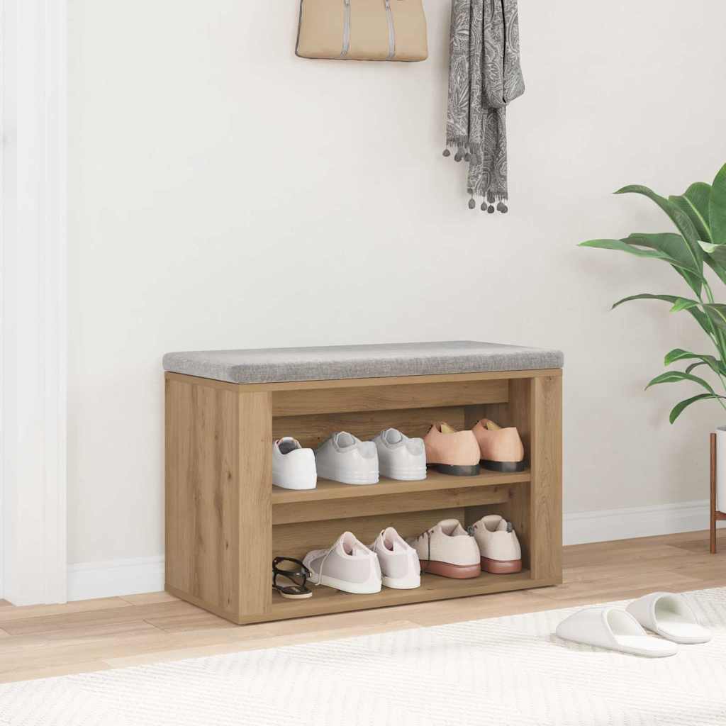 Schoenenrek met plank artisanaal eikenkleurig 75 x 35 x 45 cm is nu te koop bij PeponiXL, paradijselijk wonen!