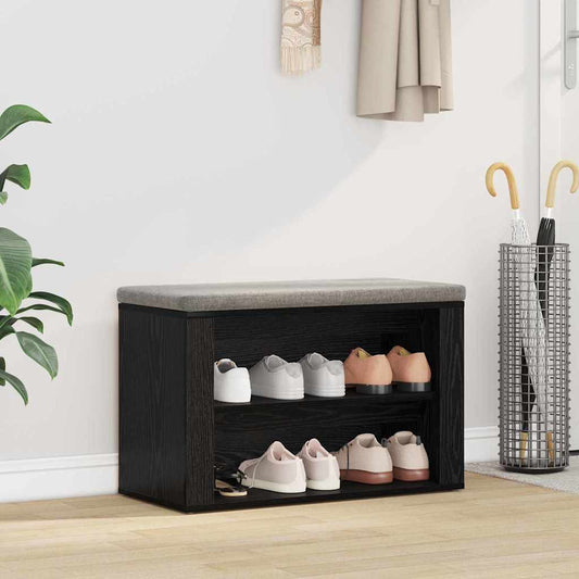 Schoenenrek met plank Zwart eiken 75 x 35 x 45 cm Bewerkt hout is nu te koop bij PeponiXL, paradijselijk wonen!