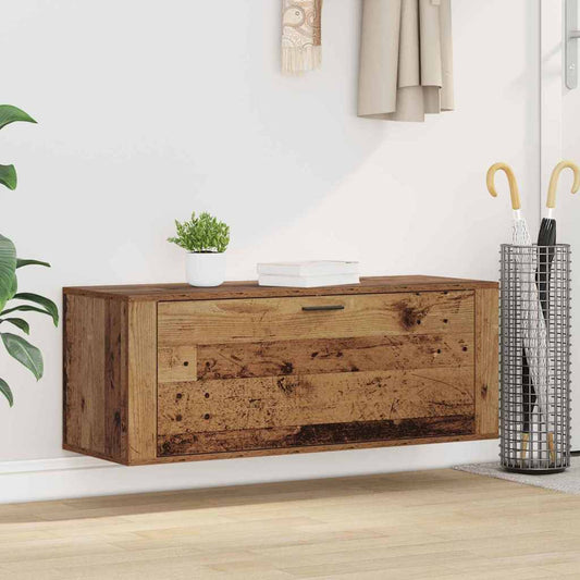 Schoenenkast met plank Oud hout 100 x 35 x 38 cm Bewerkt hout is nu te koop bij PeponiXL, paradijselijk wonen!