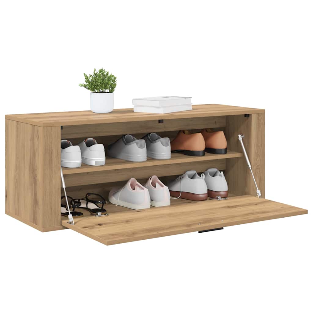 Schoenenkast met plank artisanaal eikenkleurig 100 x 35 x 38 cm is nu te koop bij PeponiXL, paradijselijk wonen!