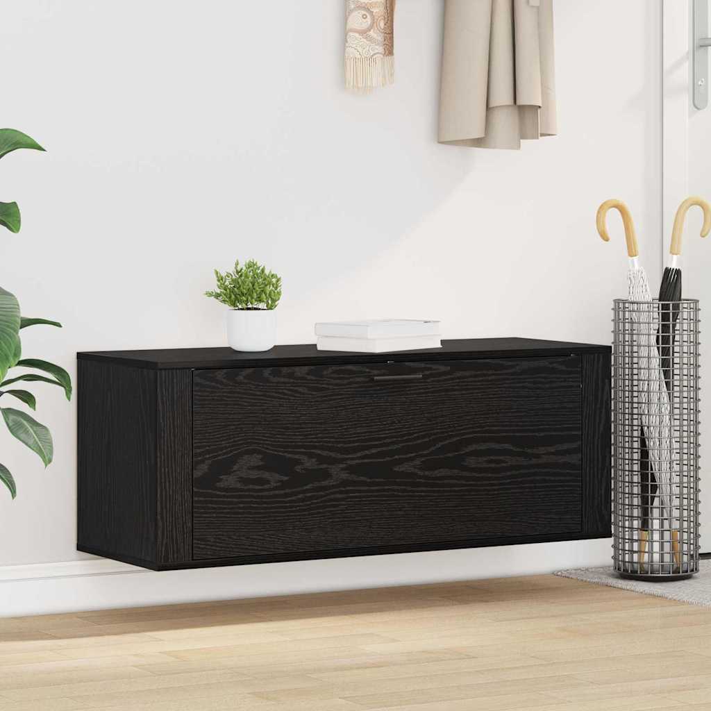Schoenenkast Zwart eiken 100 x 35 x 38 cm Bewerkt hout is nu te koop bij PeponiXL, paradijselijk wonen!