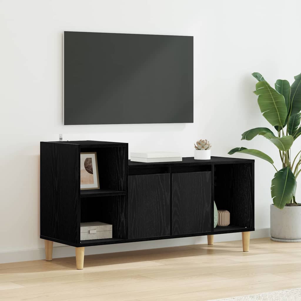TV-kast Zwart Eiken 100 x 35 x 55 cm Bewerkt hout is nu te koop bij PeponiXL, paradijselijk wonen!