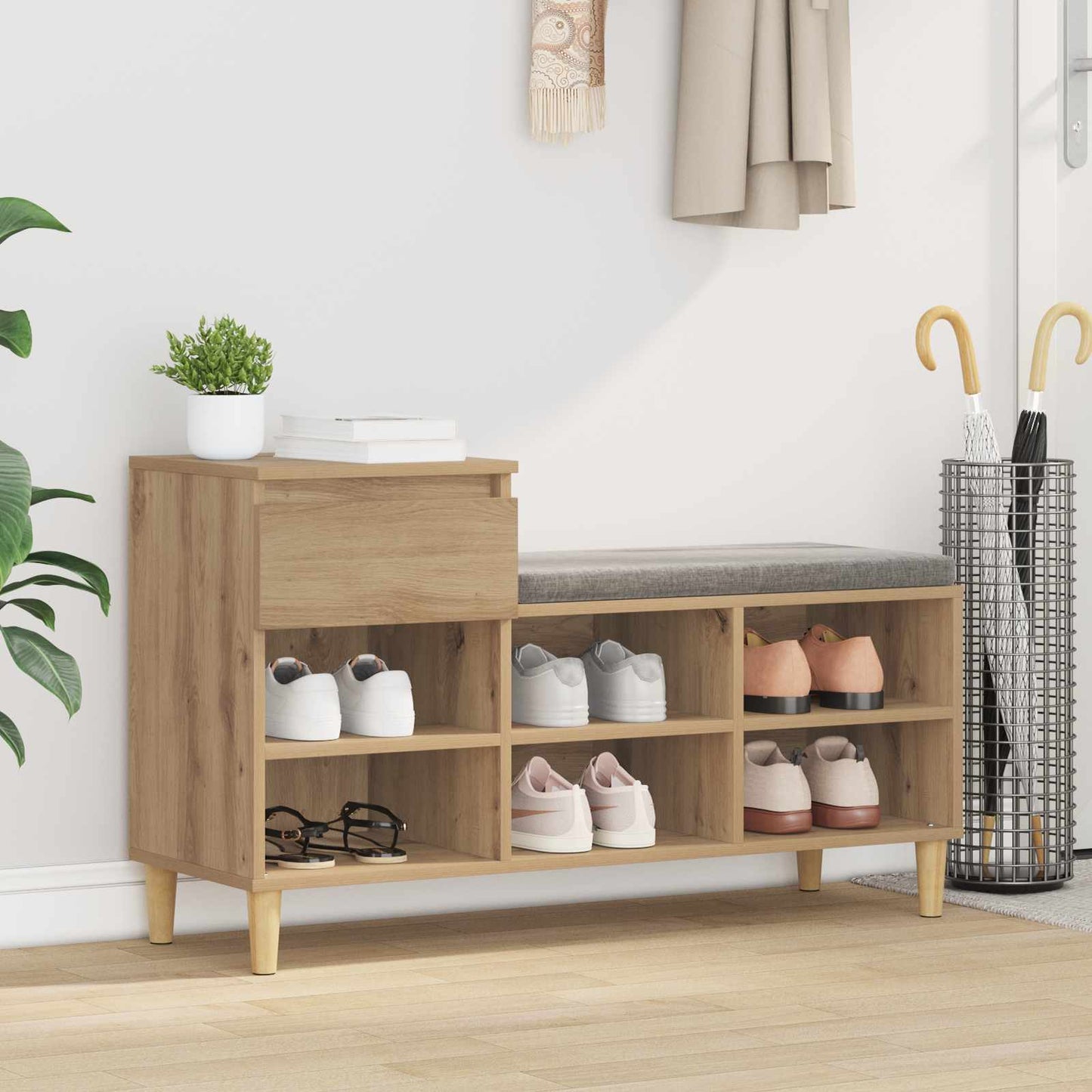 Schoenenkast 102 x 36 x 60 cm Bewerkt hout Artisan Eiken is nu te koop bij PeponiXL, paradijselijk wonen!