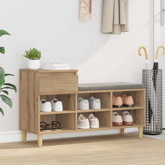Schoenenkast 102 x 36 x 60 cm Bewerkt hout Artisan Eiken is nu te koop bij PeponiXL, paradijselijk wonen!