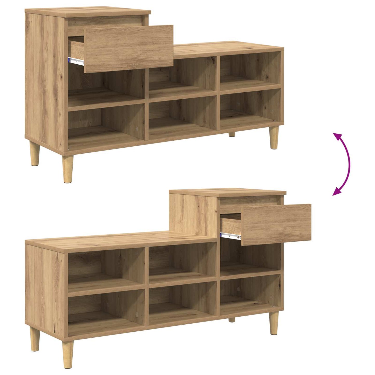 Schoenenkast 102 x 36 x 60 cm Bewerkt hout Artisan Eiken is nu te koop bij PeponiXL, paradijselijk wonen!