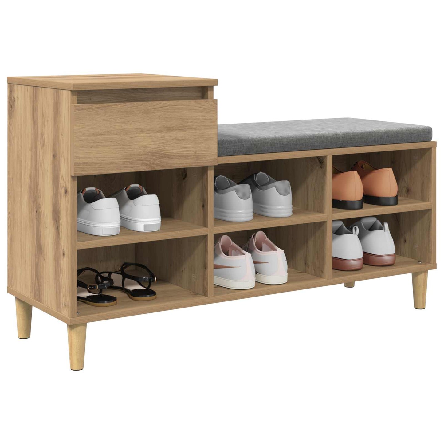 Schoenenkast 102 x 36 x 60 cm Bewerkt hout Artisan Eiken is nu te koop bij PeponiXL, paradijselijk wonen!