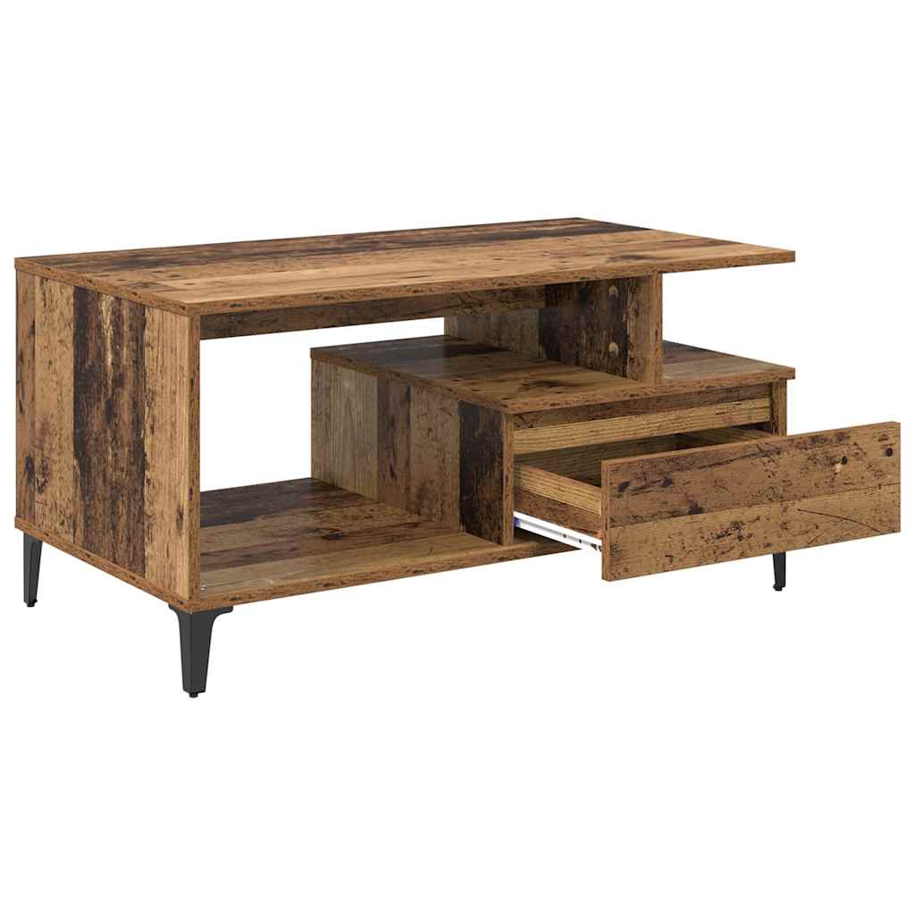 Salontafel met lade Oud Hout 90 x 49 x 45 cm Bewerkt hout is nu te koop bij PeponiXL, paradijselijk wonen!