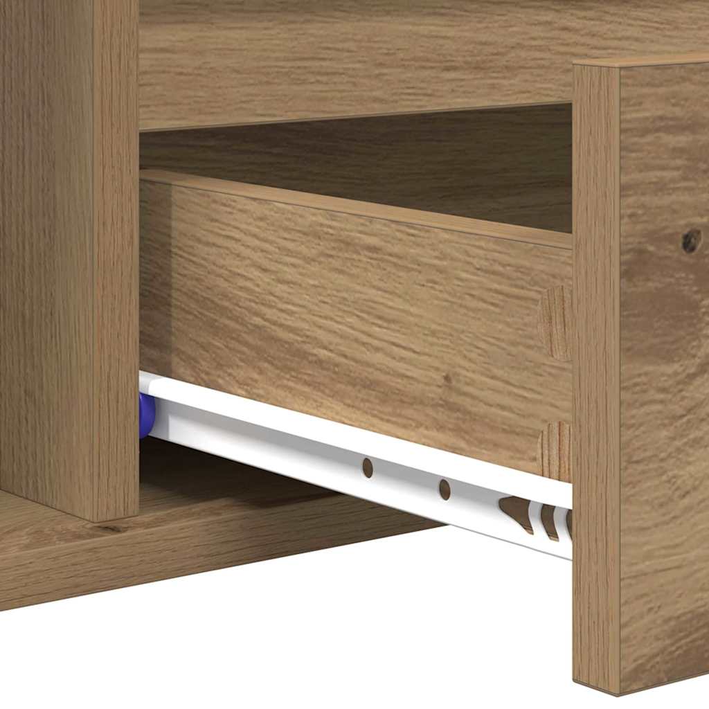 Salontafel met lade Artisan Eiken 90 x 49 x 45 cm Bewerkt hout is nu te koop bij PeponiXL, paradijselijk wonen!