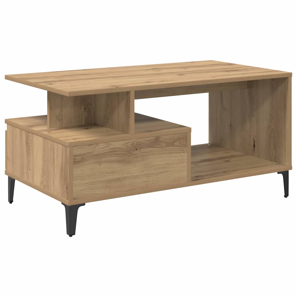 Salontafel met lade Artisan Eiken 90 x 49 x 45 cm Bewerkt hout is nu te koop bij PeponiXL, paradijselijk wonen!