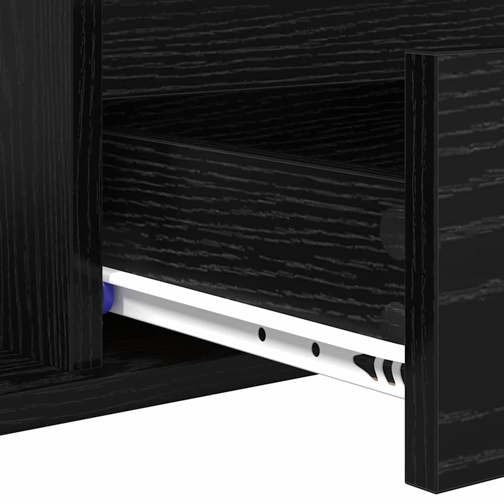 Salontafel met lade Zwart Eiken 90 x 49 x 45 cm Bewerkt hout is nu te koop bij PeponiXL, paradijselijk wonen!