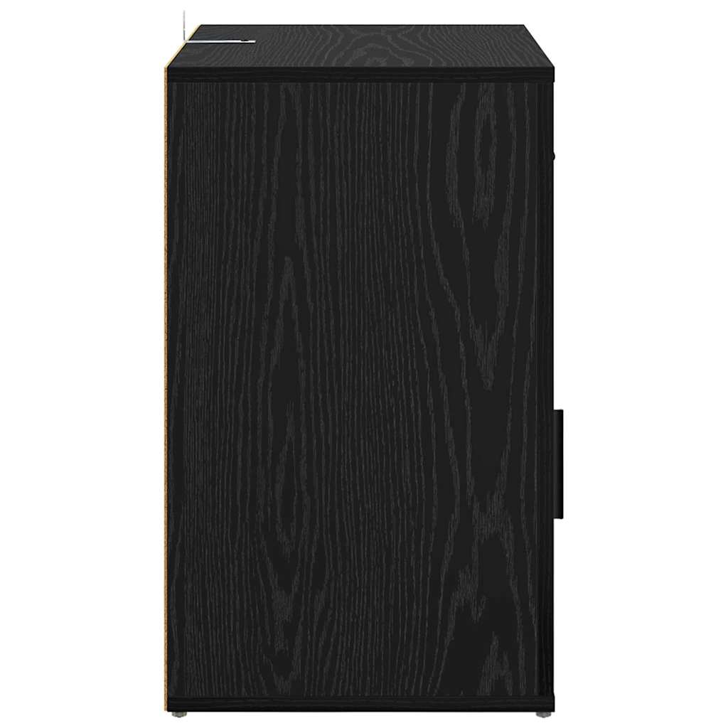 Nachtkastje met lade Zwart Eiken 35 x 50 x 60 cm Bewerkt hout is nu te koop bij PeponiXL, paradijselijk wonen!