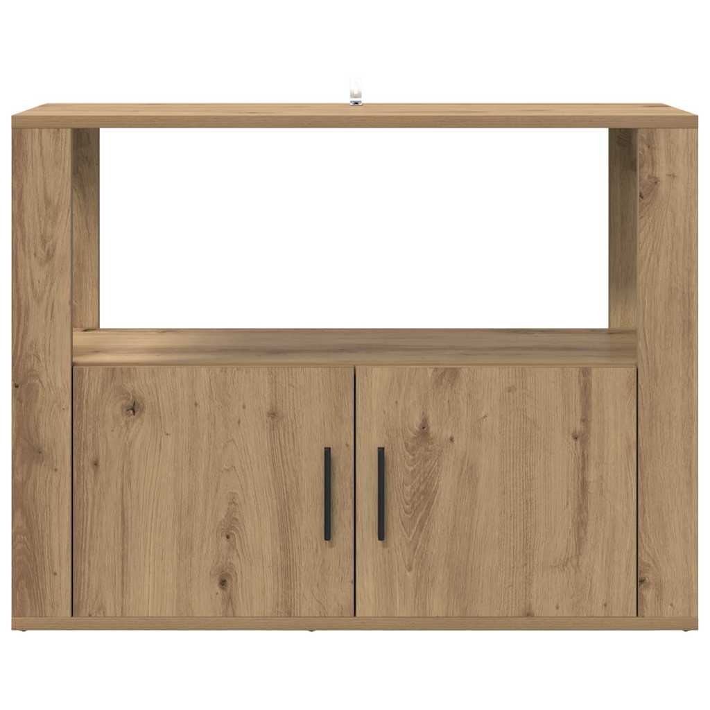 Dressoir artisanaal eikenkleurig 80 x 30 x 60 cm Bewerkt hout is nu te koop bij PeponiXL, paradijselijk wonen!
