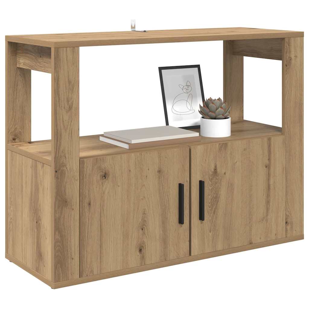 Dressoir artisanaal eikenkleurig 80 x 30 x 60 cm Bewerkt hout is nu te koop bij PeponiXL, paradijselijk wonen!