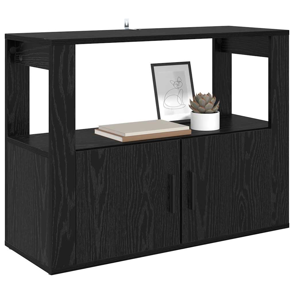 Dressoir Zwart eiken 80 x 30 x 60 cm Bewerkt hout is nu te koop bij PeponiXL, paradijselijk wonen!