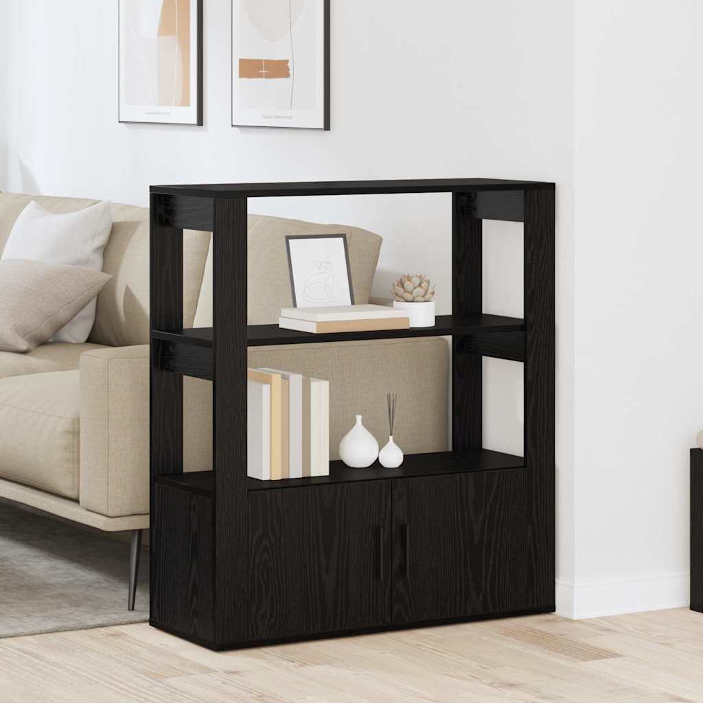 Dressoir Zwart eiken 30 x 80 x 90 cm Bewerkt hout is nu te koop bij PeponiXL, paradijselijk wonen!