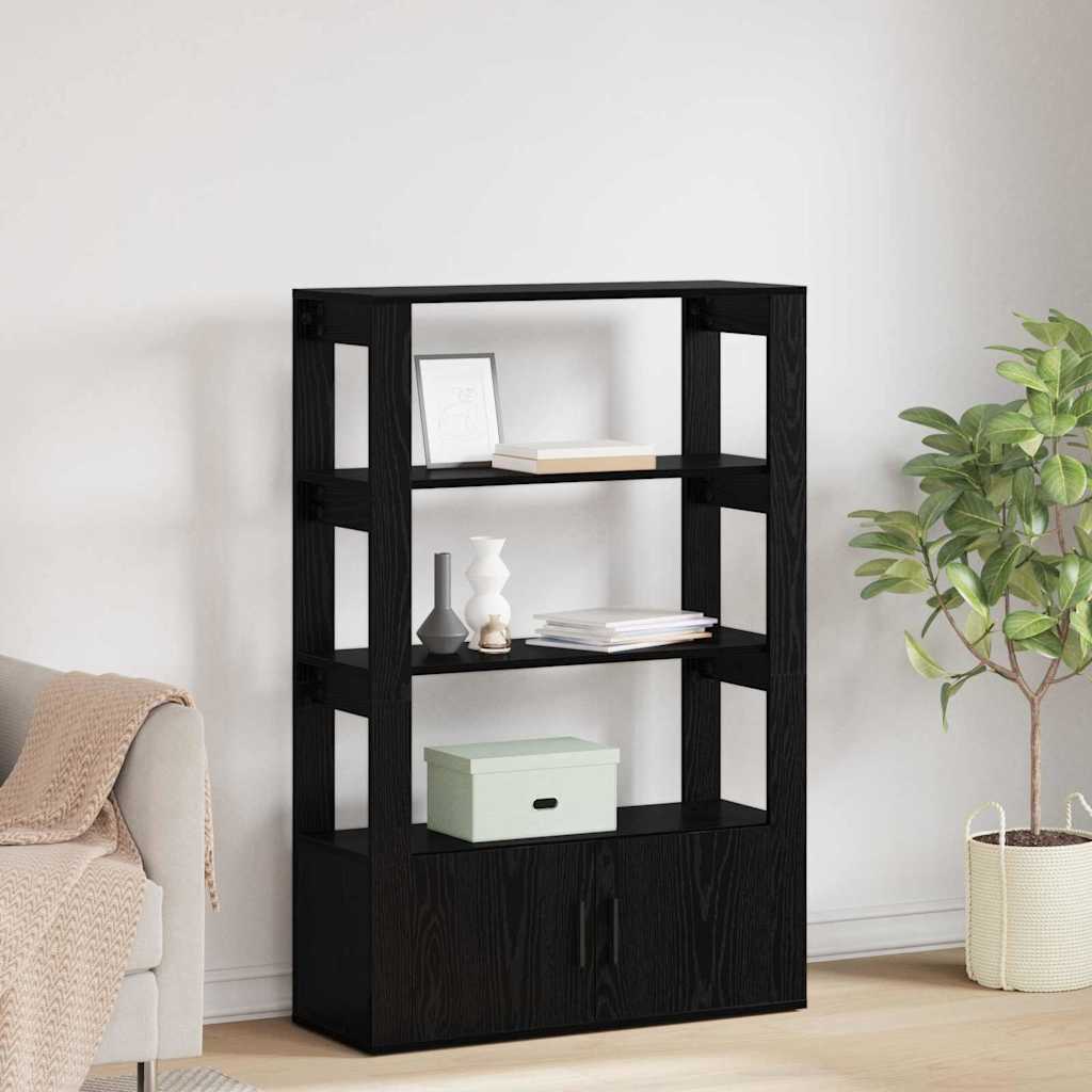 Dressoir Zwart eiken 30 x 80 x 119,5 cm Bewerkt hout is nu te koop bij PeponiXL, paradijselijk wonen!