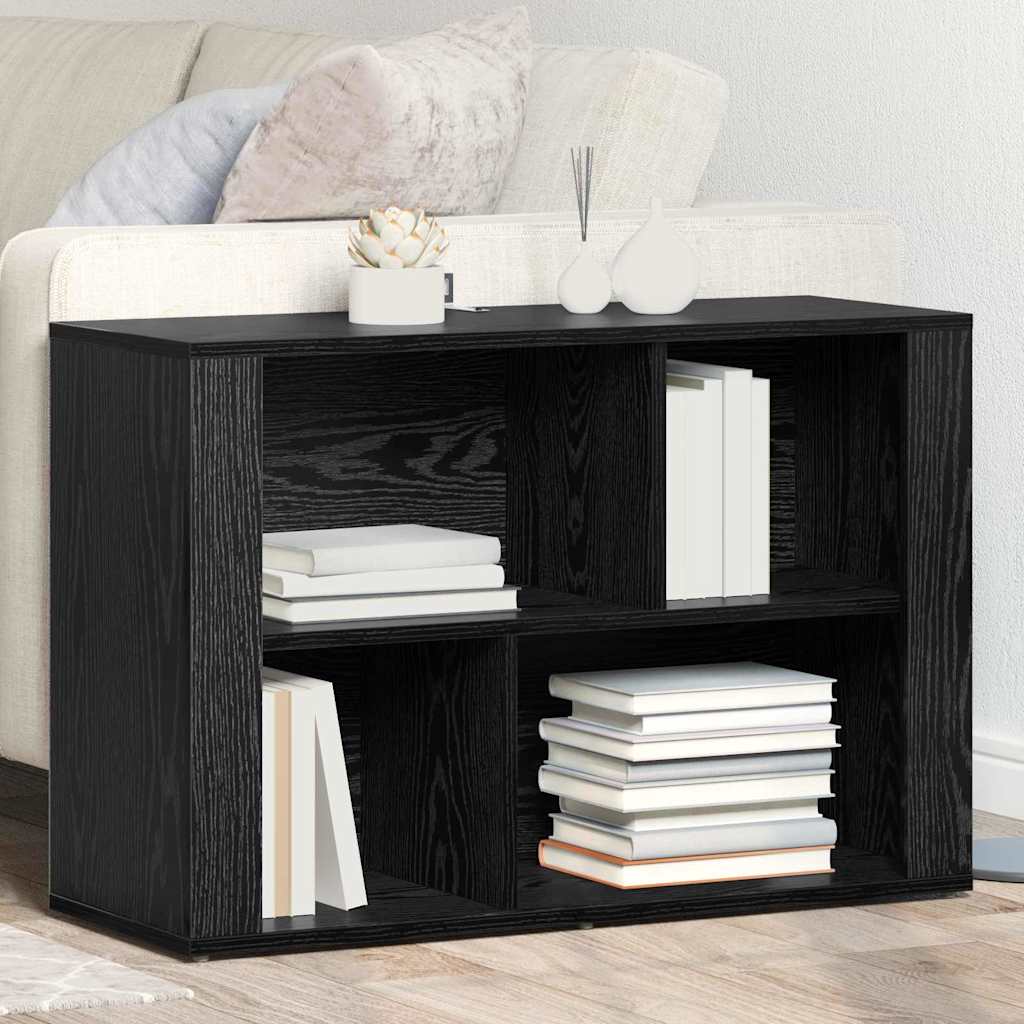 Dressoir Zwart Eiken 80 x 30 x 53 cm Bewerkt hout is nu te koop bij PeponiXL, paradijselijk wonen!