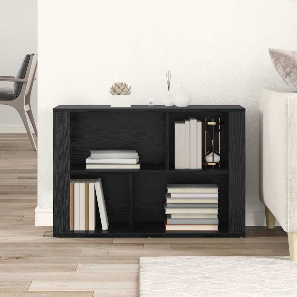 Dressoir Zwart Eiken 80 x 30 x 53 cm Bewerkt hout is nu te koop bij PeponiXL, paradijselijk wonen!