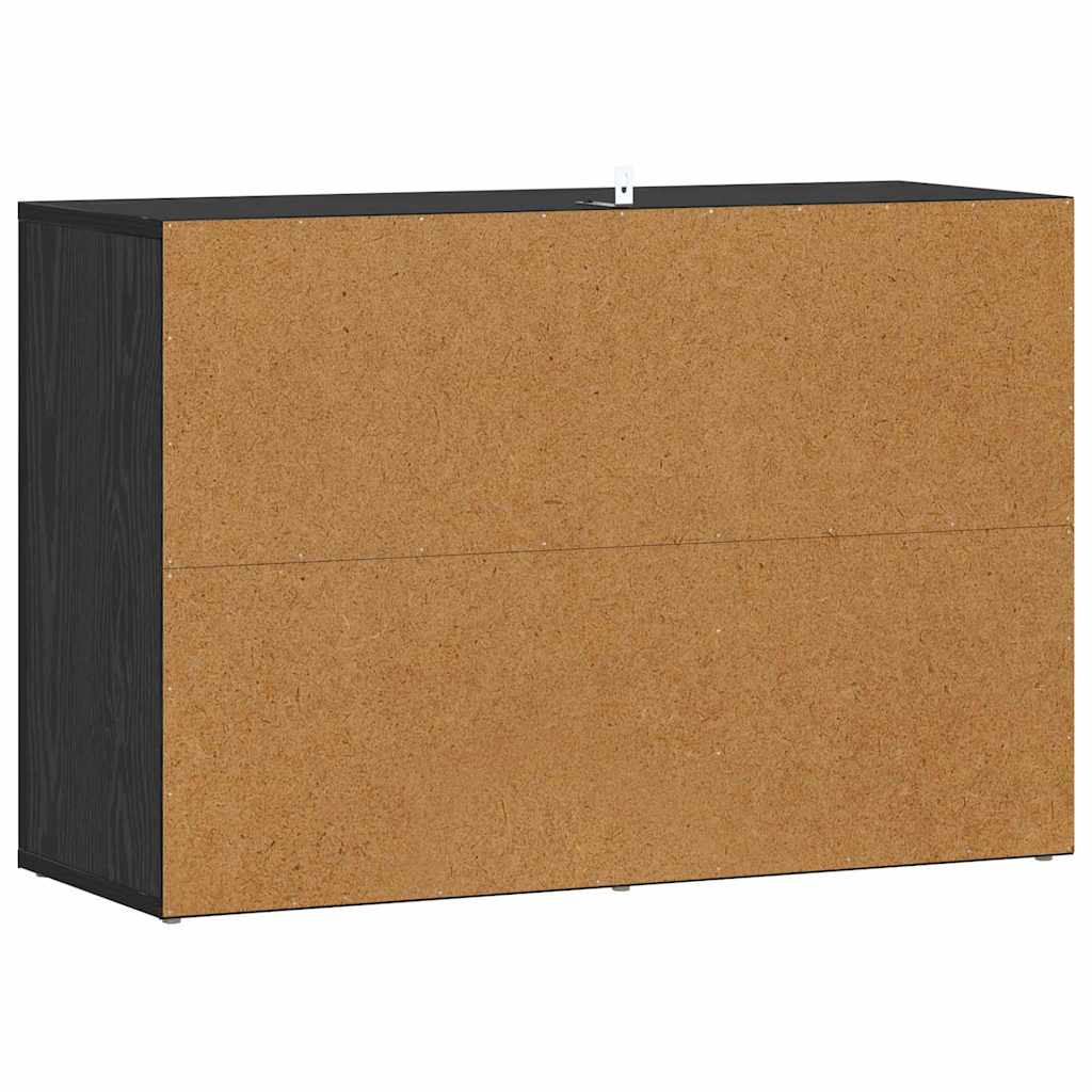 Dressoir Zwart Eiken 80 x 30 x 53 cm Bewerkt hout is nu te koop bij PeponiXL, paradijselijk wonen!