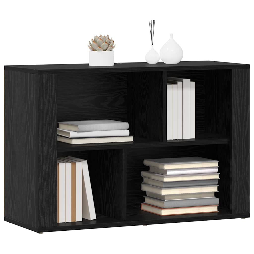 Dressoir Zwart Eiken 80 x 30 x 53 cm Bewerkt hout is nu te koop bij PeponiXL, paradijselijk wonen!