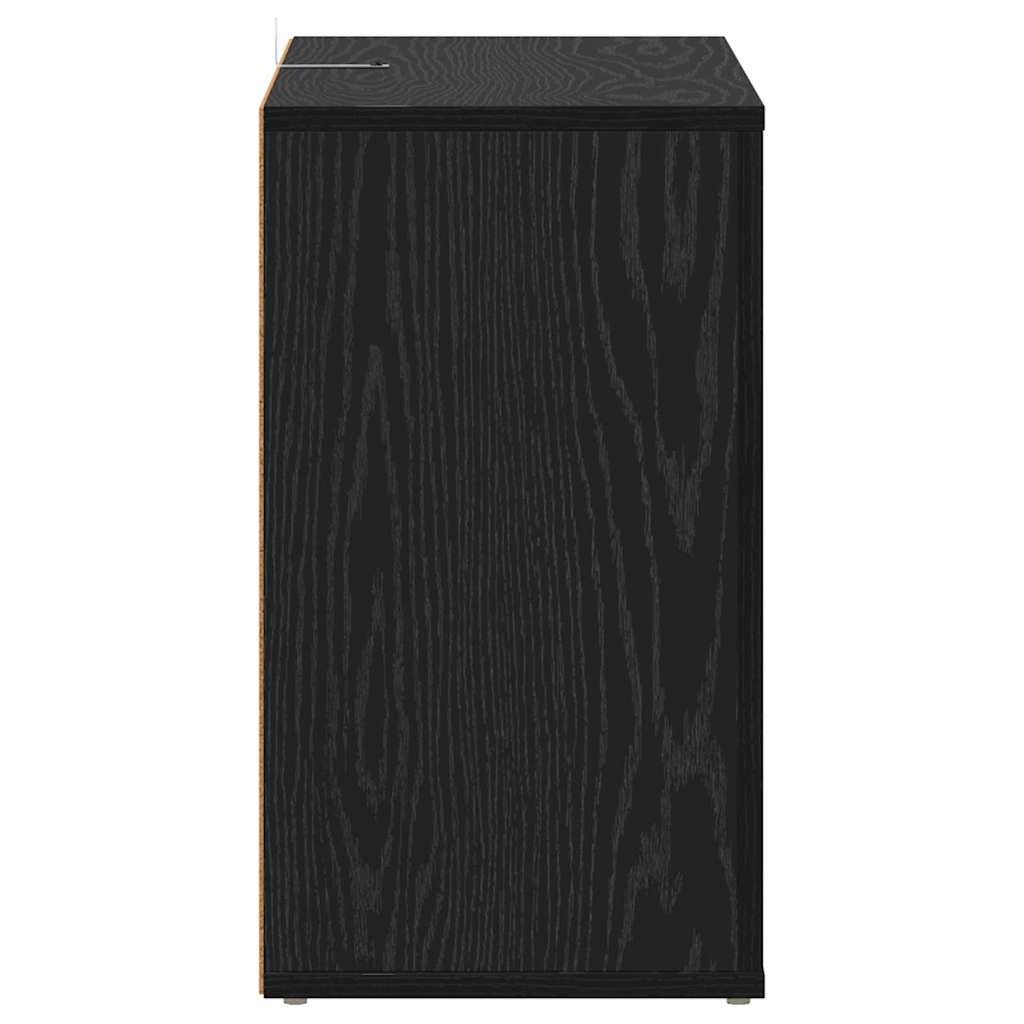 Dressoir Zwart Eiken 80 x 30 x 53 cm Bewerkt hout is nu te koop bij PeponiXL, paradijselijk wonen!