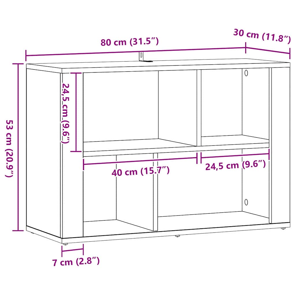 Dressoir Zwart Eiken 80 x 30 x 53 cm Bewerkt hout is nu te koop bij PeponiXL, paradijselijk wonen!