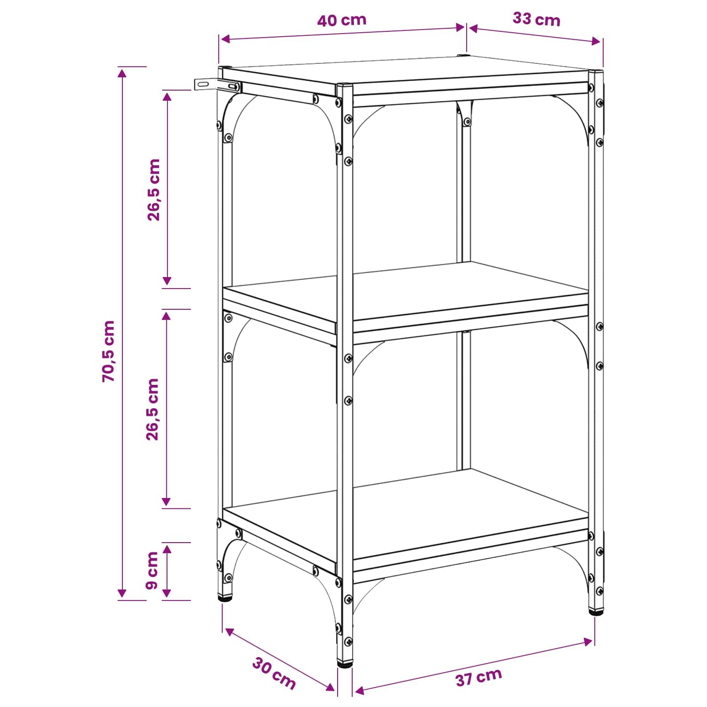 Boekenkast Zwart eiken 40 x 33 x 70,5 cm is nu te koop bij PeponiXL, paradijselijk wonen!