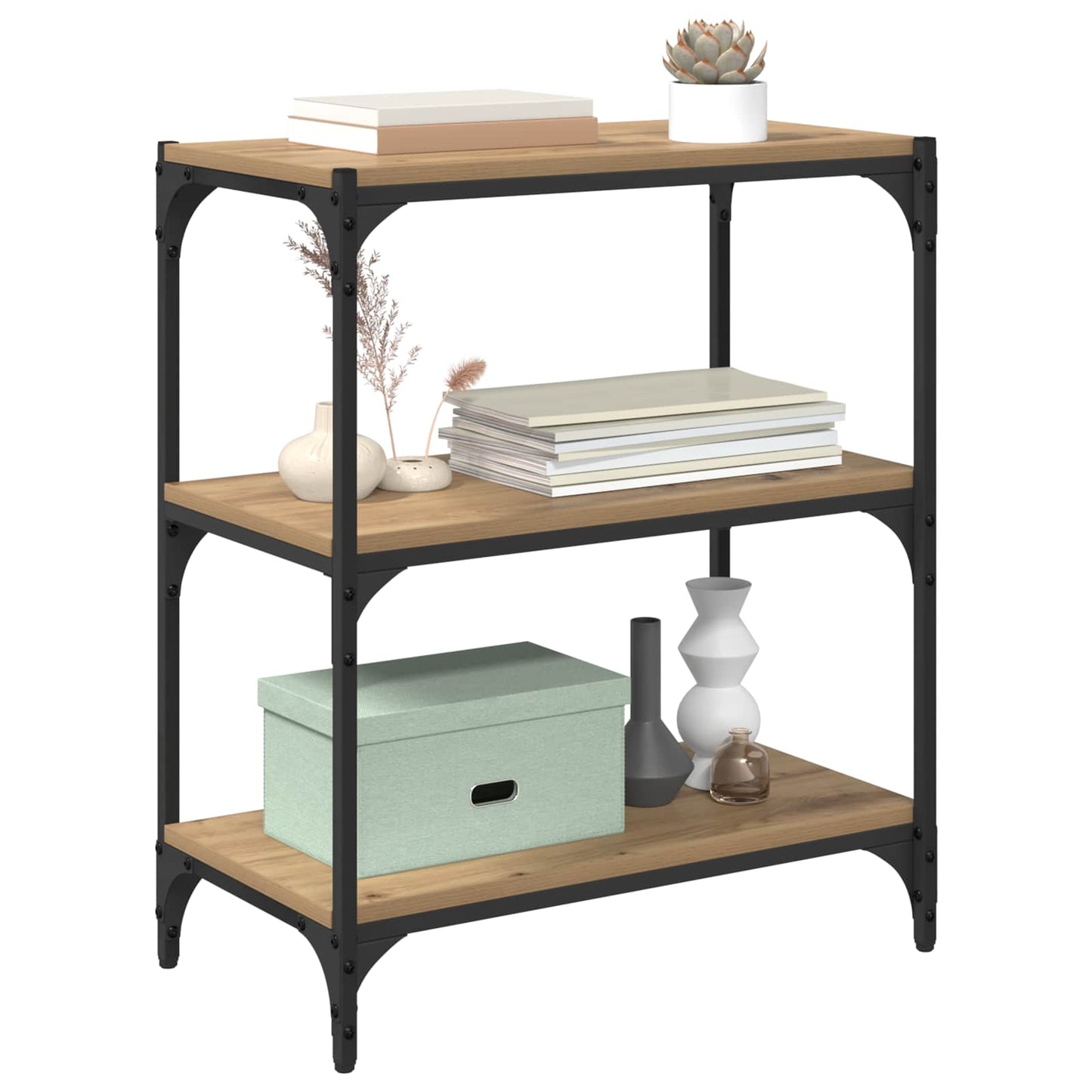 Boekenkast 3-laags 60 x 33 x 70,5 cm Gemonteerd hout en ijzer is nu te koop bij PeponiXL, paradijselijk wonen!