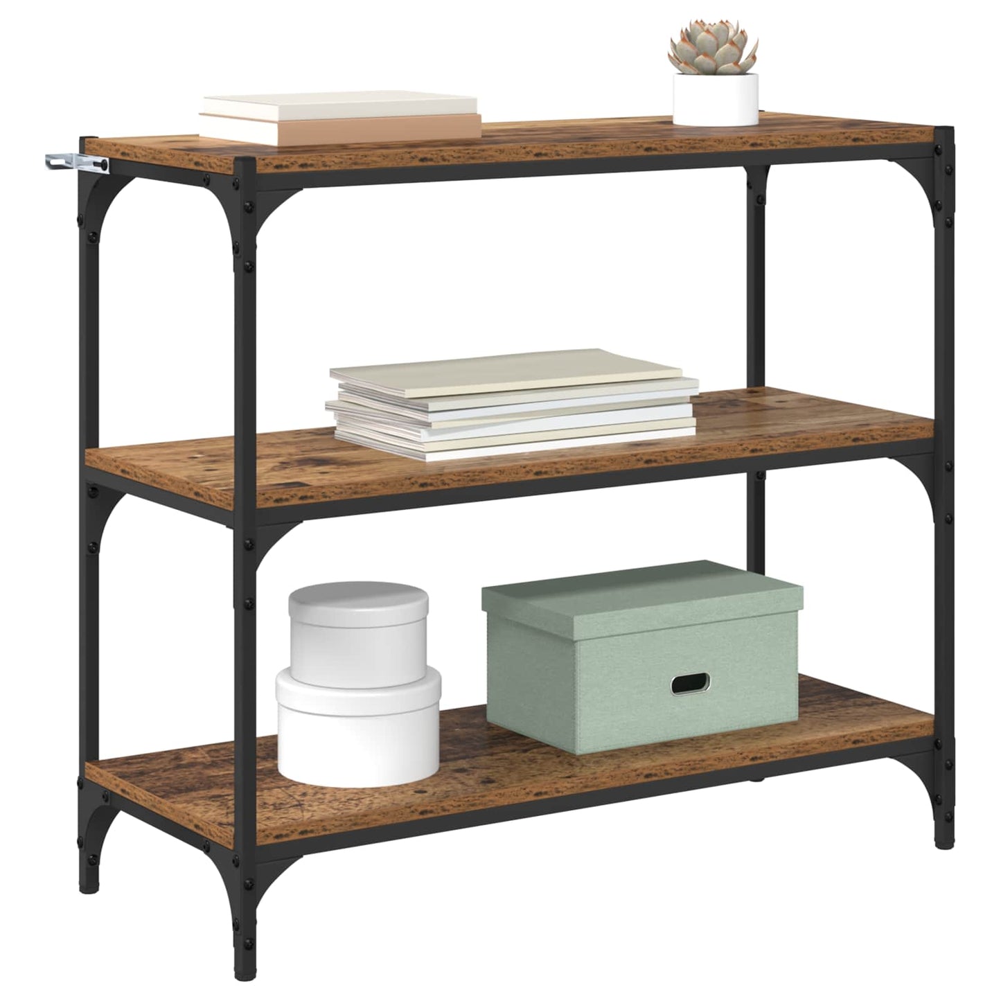 Boekenkast Oud Hout 80 x 33 x 70,5 cm Gemonteerd hout en ijzer is nu te koop bij PeponiXL, paradijselijk wonen!