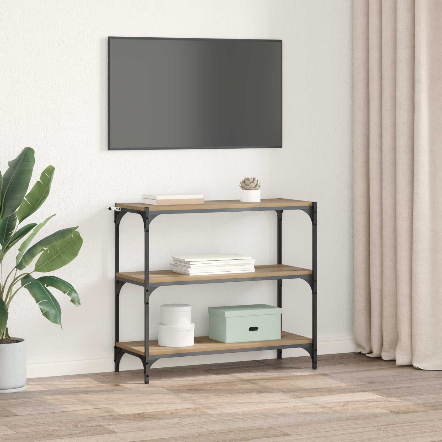 Boekenkast 3-laags 80 x 33 x 70,5 cm Gemonteerd hout en ijzer is nu te koop bij PeponiXL, paradijselijk wonen!