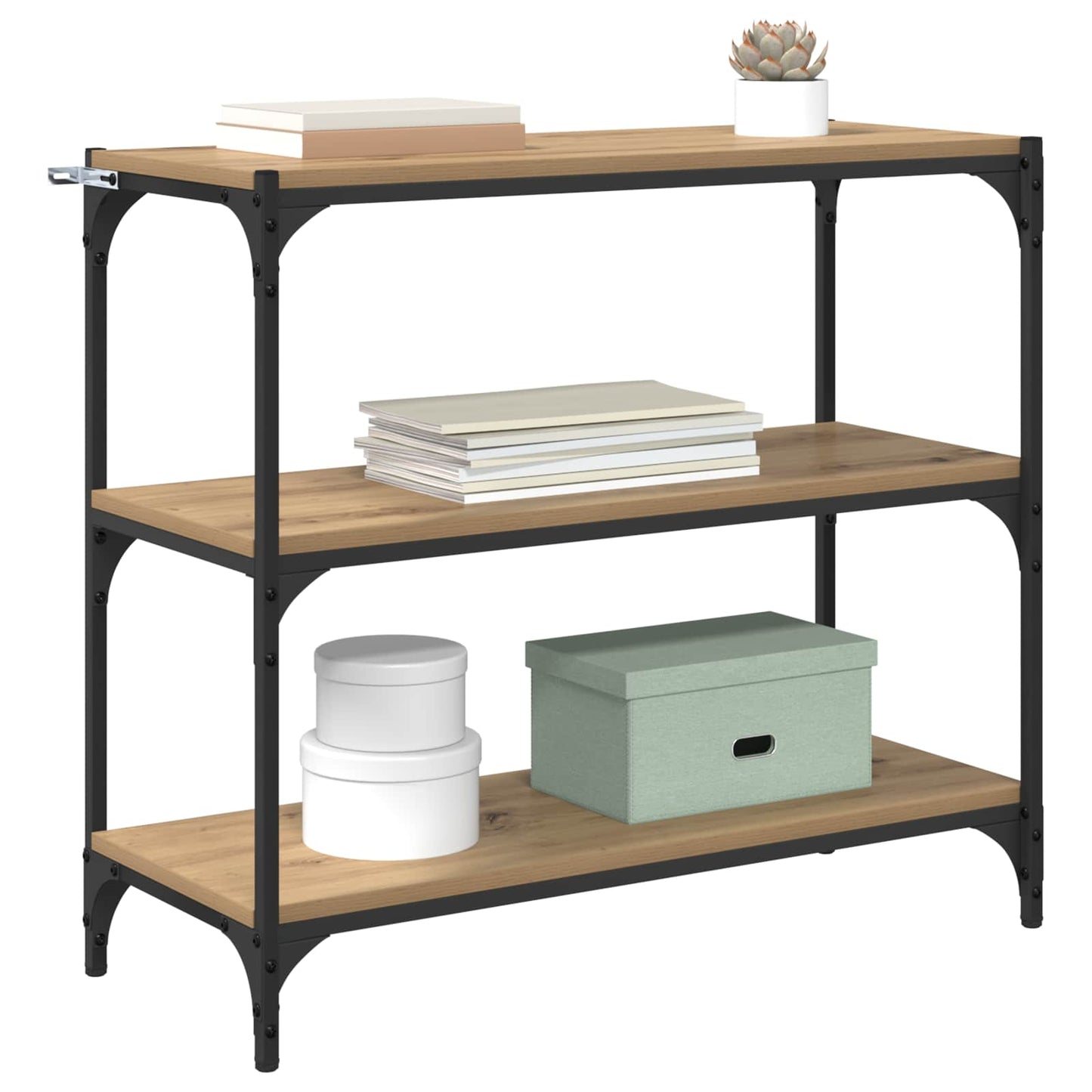 Boekenkast 3-laags 80 x 33 x 70,5 cm Gemonteerd hout en ijzer is nu te koop bij PeponiXL, paradijselijk wonen!