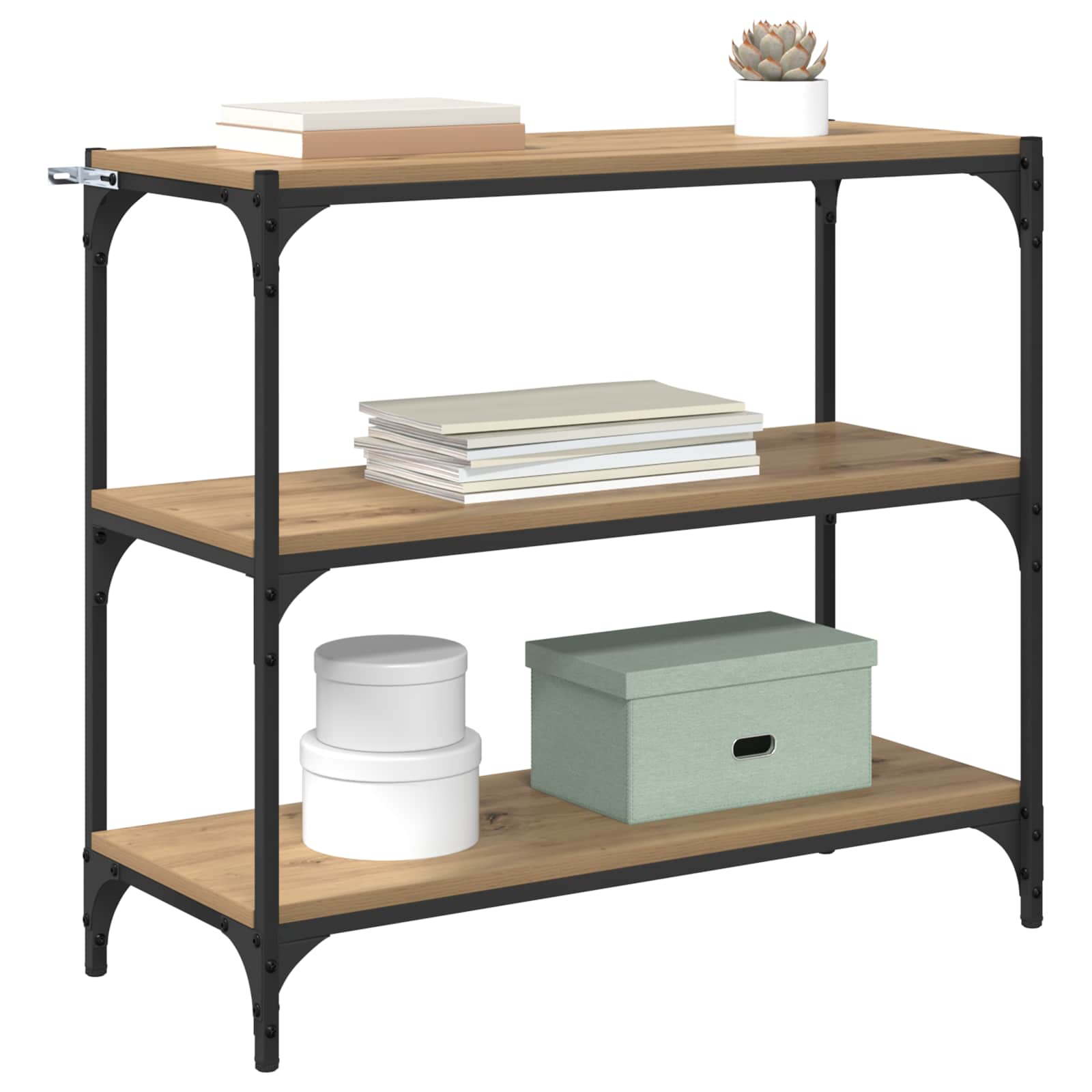 Boekenkast 3-laags 80 x 33 x 70,5 cm Gemonteerd hout en ijzer is nu te koop bij PeponiXL, paradijselijk wonen!