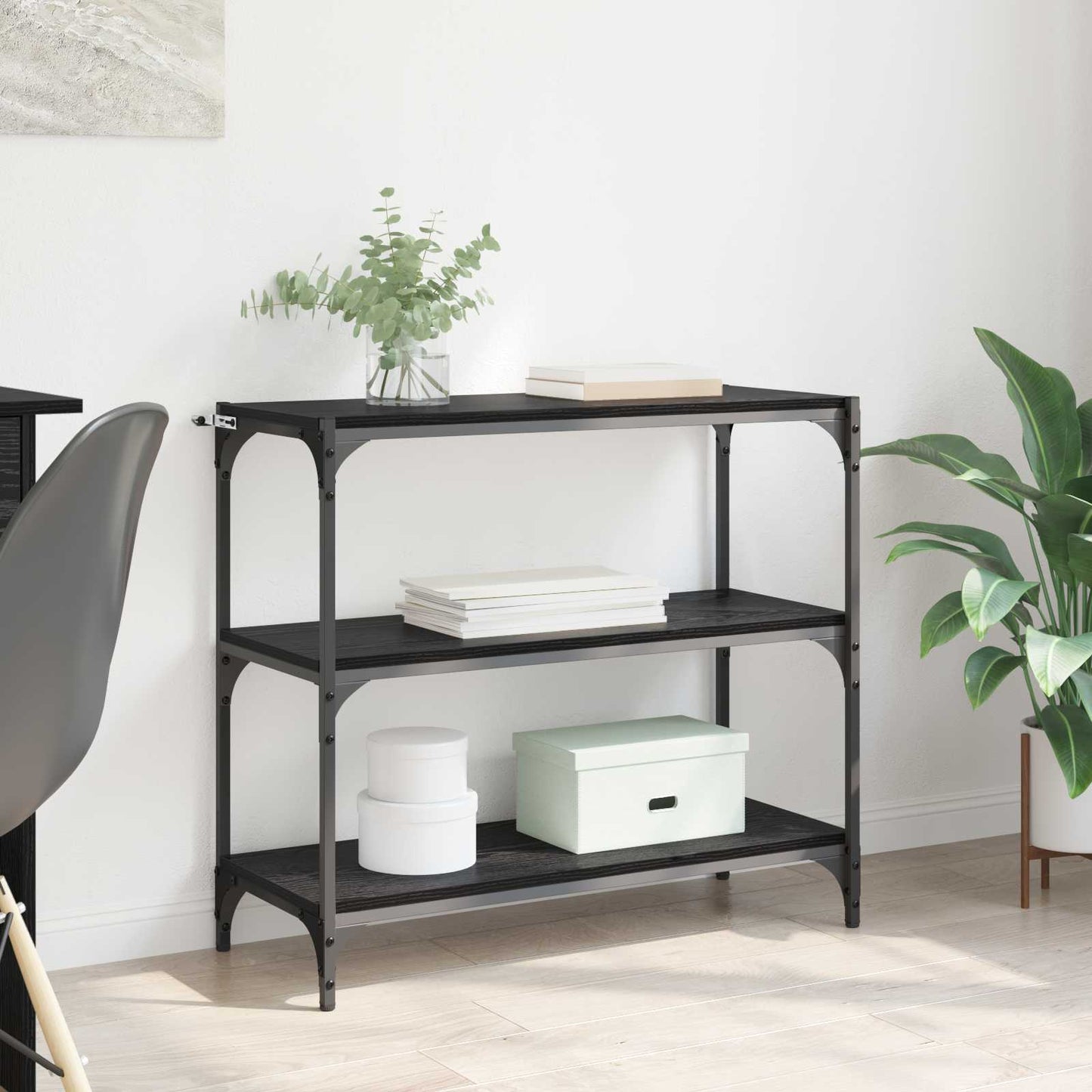 Boekenkast Zwart Eiken 80 x 33 x 70,5 cm is nu te koop bij PeponiXL, paradijselijk wonen!