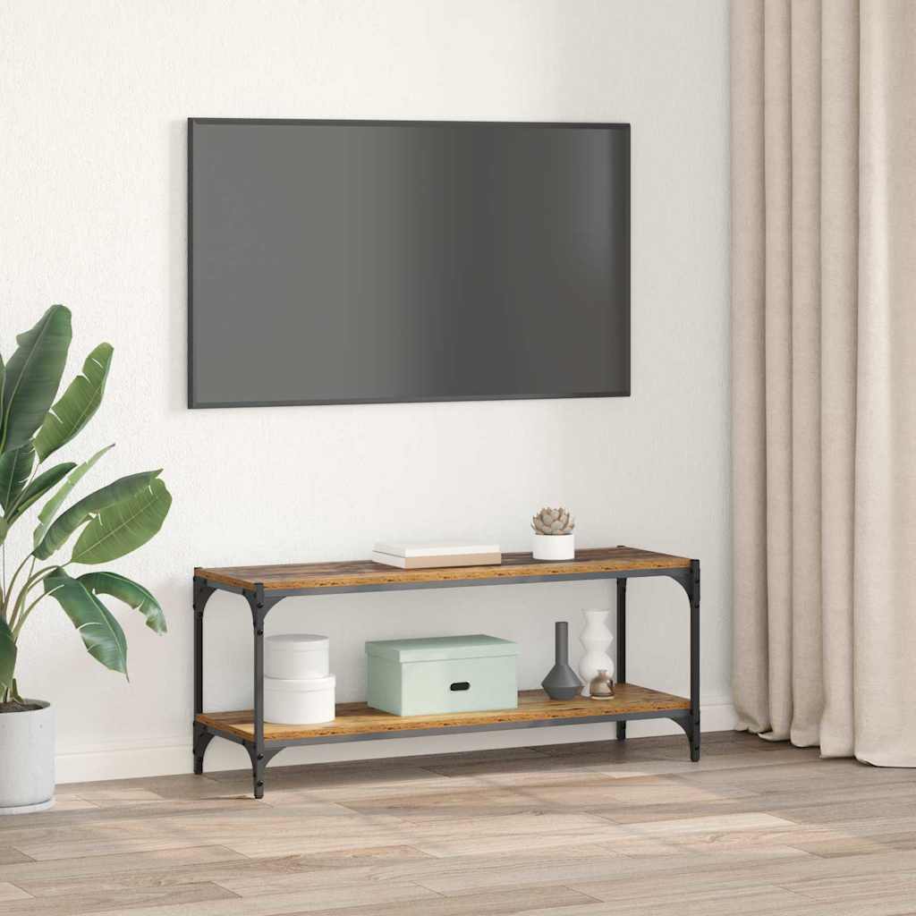 TV-kast Oud Hout 100x33x41cm Gemonteerd hout en ijzer is nu te koop bij PeponiXL, paradijselijk wonen!