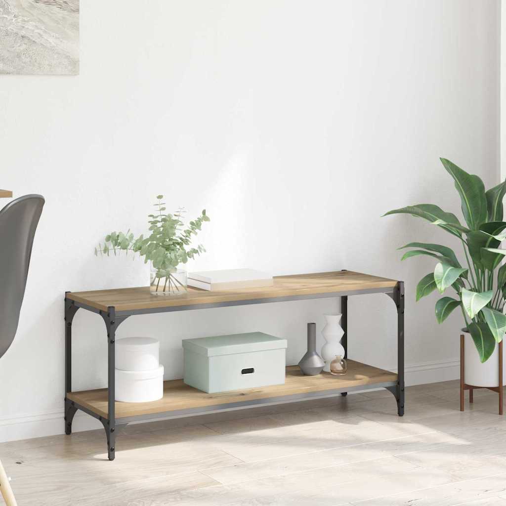 TV-kast Artisan Eiken 100x33x41cm Gemonteerd hout en ijzer is nu te koop bij PeponiXL, paradijselijk wonen!