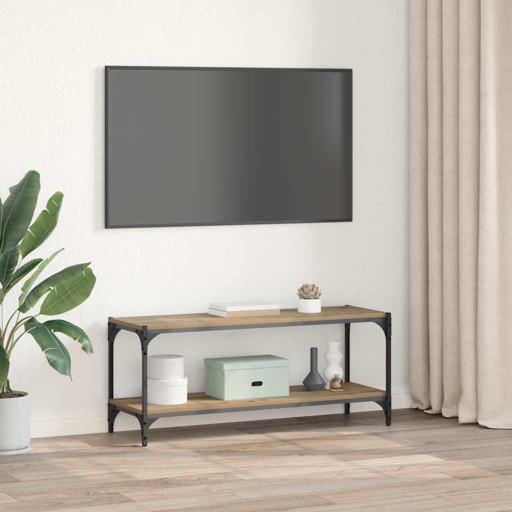 TV-kast Artisan Eiken 100x33x41cm Gemonteerd hout en ijzer is nu te koop bij PeponiXL, paradijselijk wonen!
