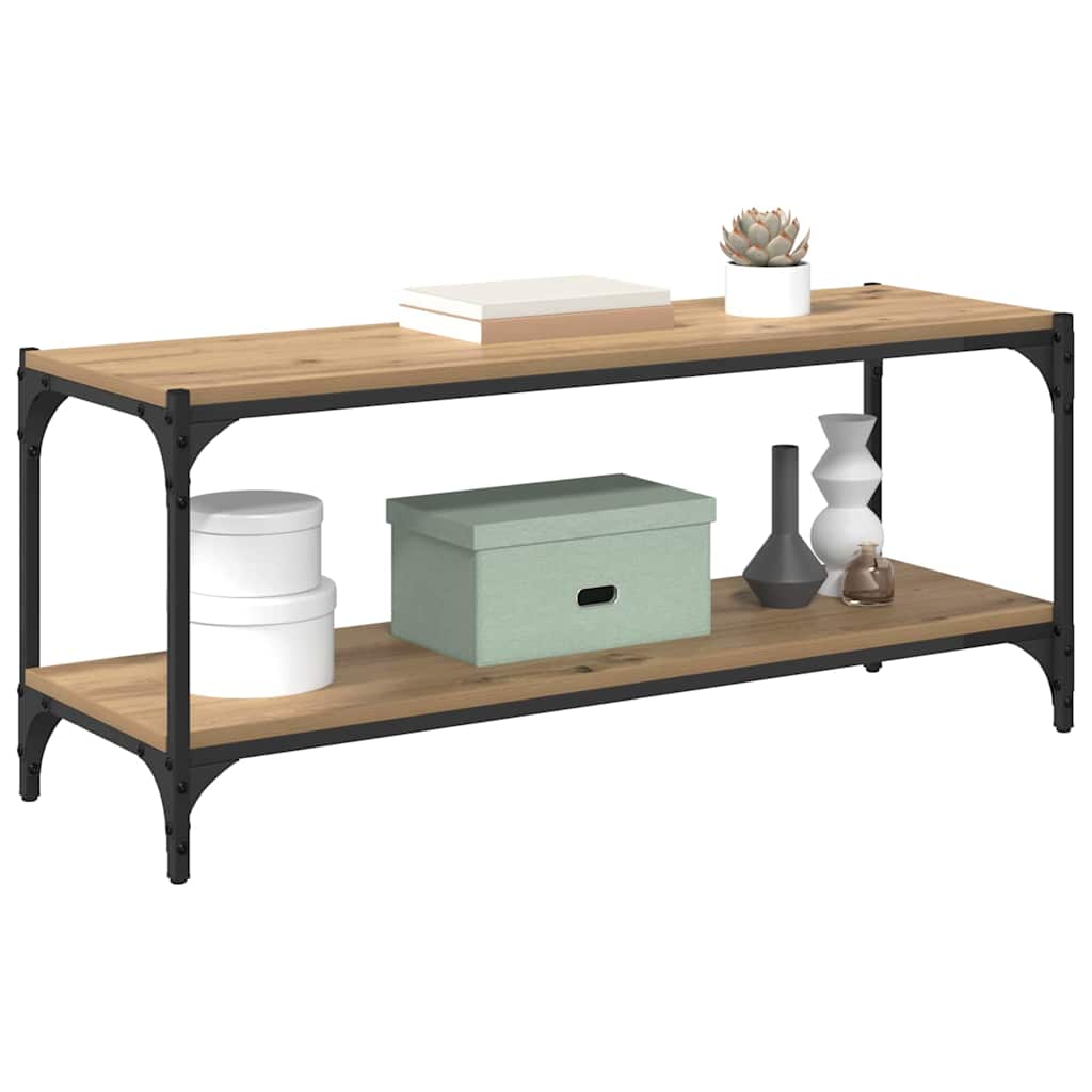 TV-kast Artisan Eiken 100x33x41cm Gemonteerd hout en ijzer is nu te koop bij PeponiXL, paradijselijk wonen!