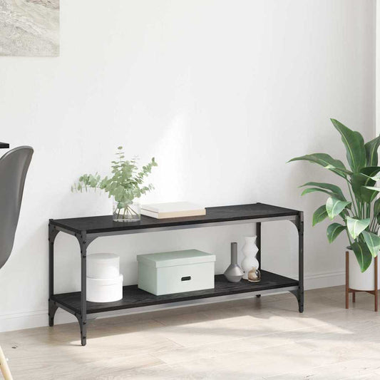 TV-kast Zwart Eiken 100x33x41cm Gemonteerd hout en ijzer is nu te koop bij PeponiXL, paradijselijk wonen!