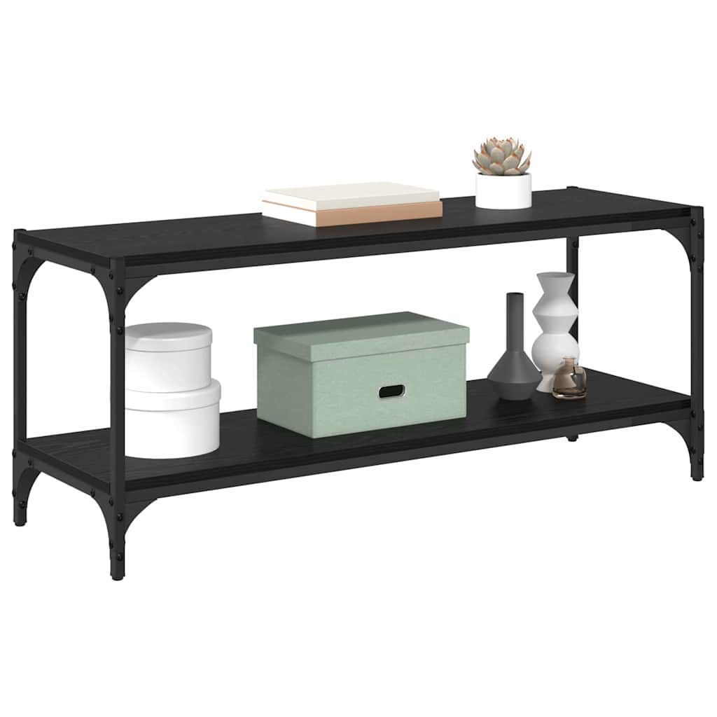 TV-kast Zwart Eiken 100x33x41cm Gemonteerd hout en ijzer is nu te koop bij PeponiXL, paradijselijk wonen!